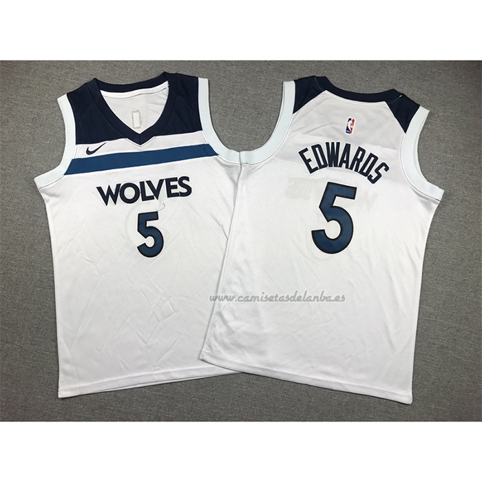 Camiseta Nino Minnesota Timberwolves Anthony Edwards NO 5 Association 2022-23 Blanco